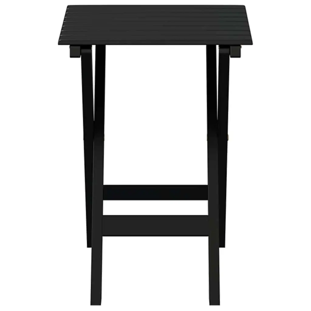 Foldable Side Table Black Outdoor Indoor Poplar Wood Portable Lightweight Patio