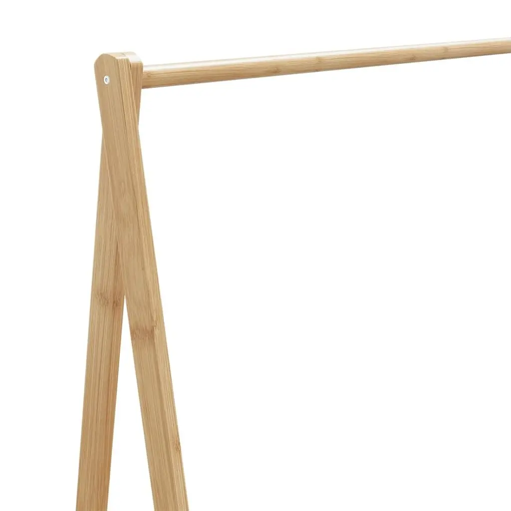 Bamboo Clothes Rack with Shelves Foldable Garment Storage Organiser with Wheels Brown