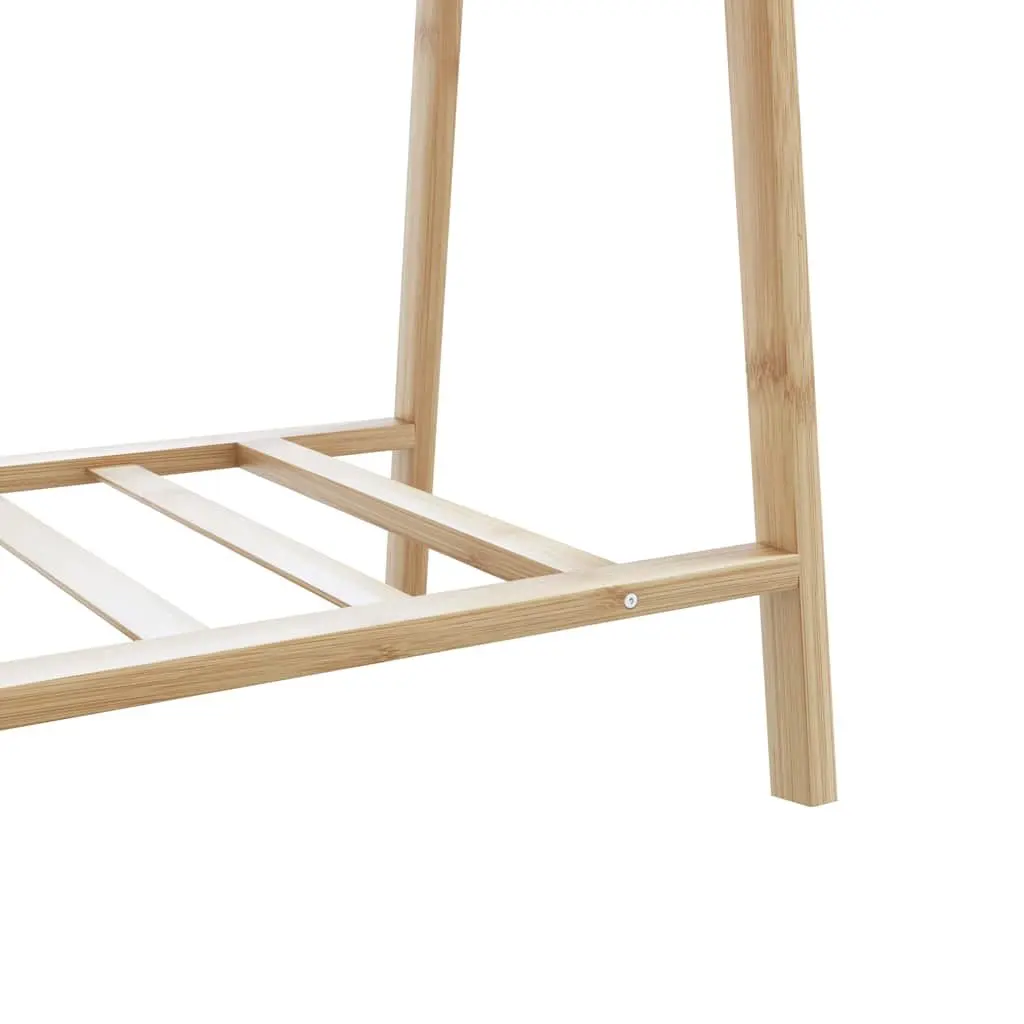 Bamboo Clothes Rack Foldable with Shelves and Hooks Brown