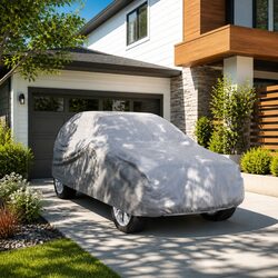 SUV Car Cover Grey L Size Non-Woven Fabric Breathable Windproof Storage Bag