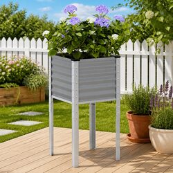 Enhance Your Outdoor Space with Grey Planter Box 45x45x88 cm