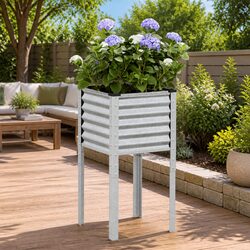 Garden Planter Box 45x45x88 cm Steel Raised Bed Outdoor Flower Pot Stand
