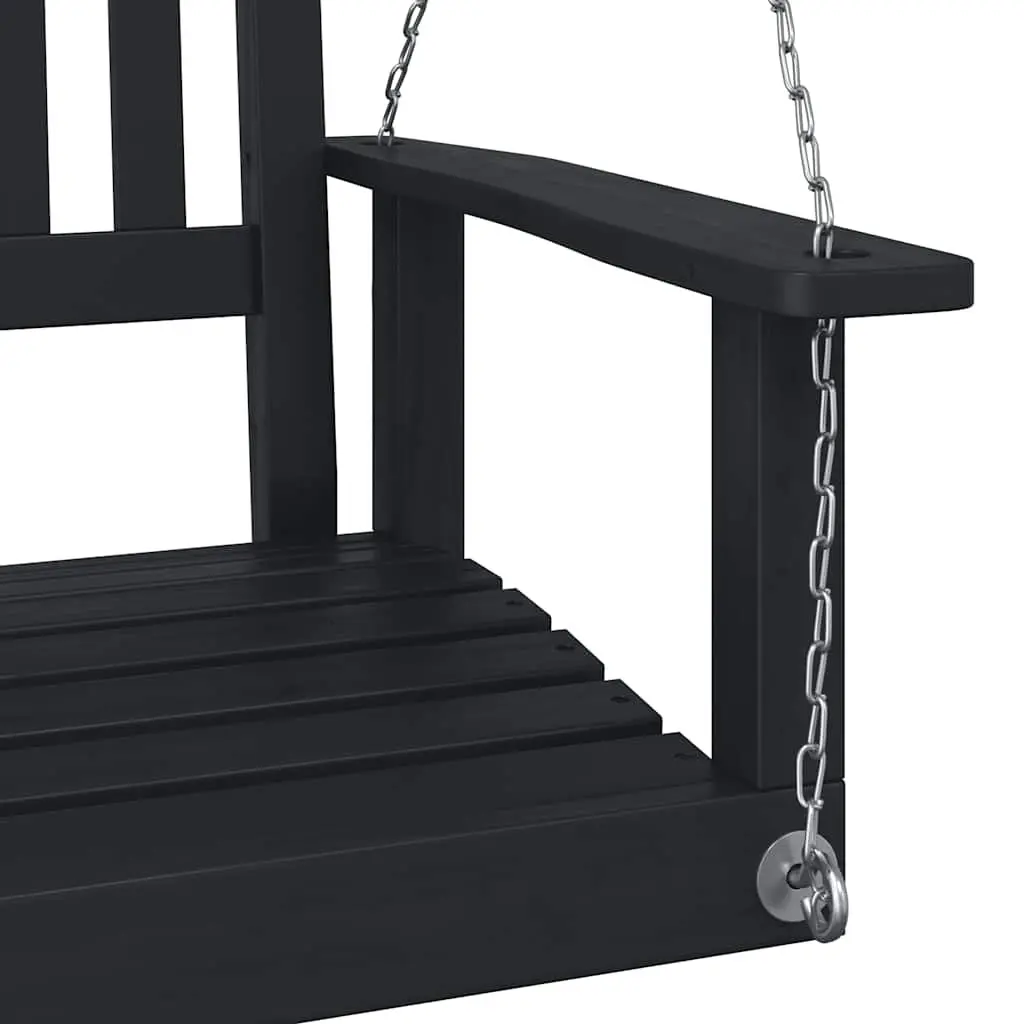 Garden Swing Chair Black Solid Wood Fir Ergonomic Backrest with Metal Chains