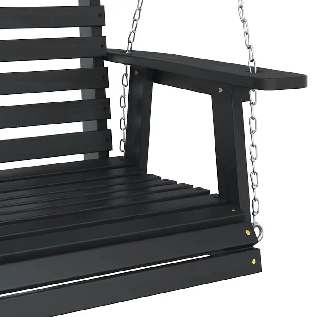 Garden Swing Bench Outdoor Porch Chair Black Solid Wood Fir Metal Chains