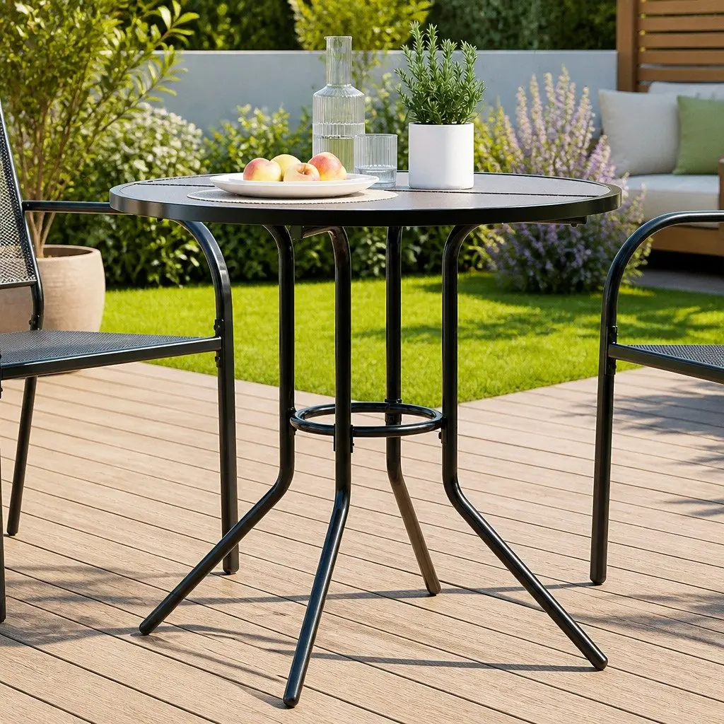 Round Patio Table Ø80cm Anthracite Mesh Tabletop Steel Construction