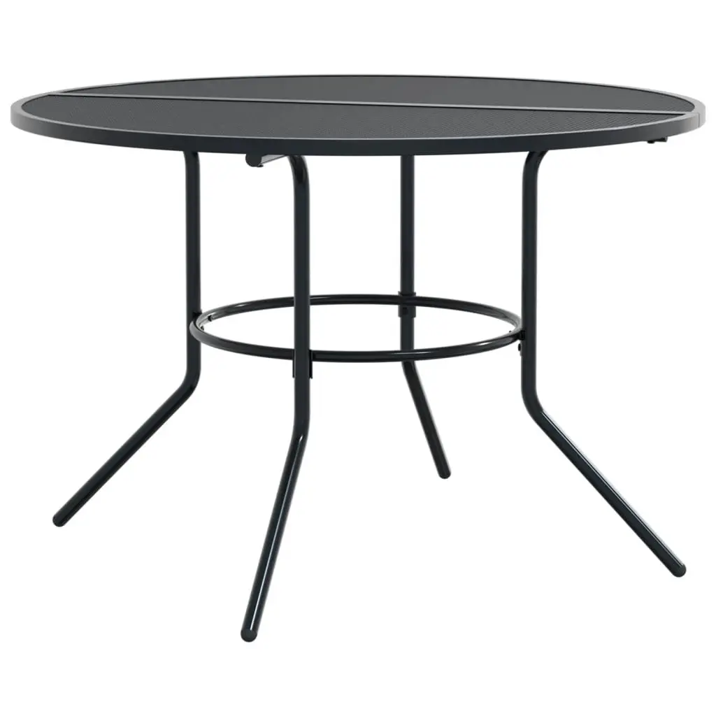 Round Patio Table 110cm Powder-coated Steel Outdoor Garden Dining