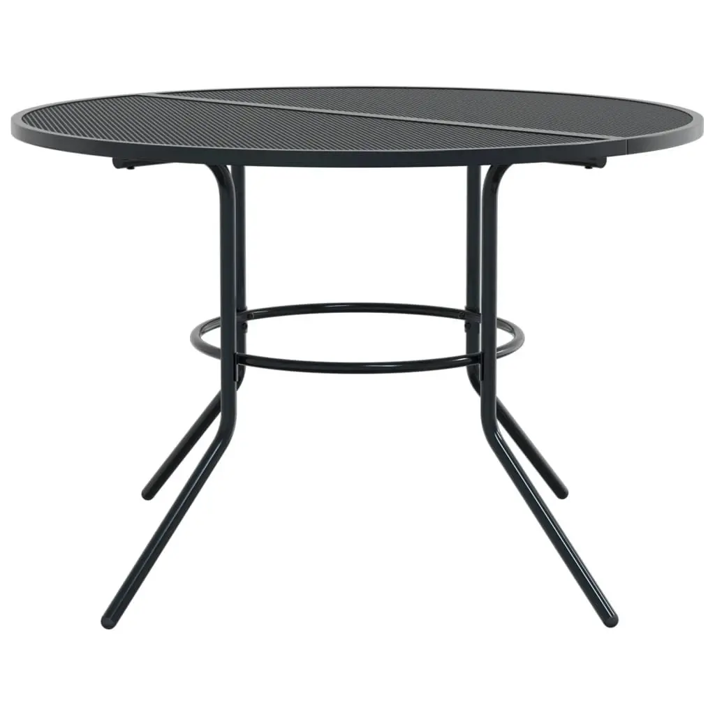 Round Patio Table 110cm Powder-coated Steel Outdoor Garden Dining