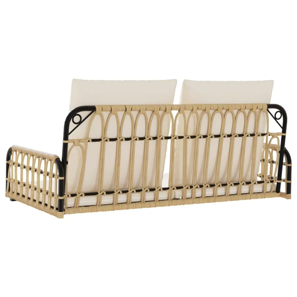 Swing Bench Outdoor Garden Seating Poly Rattan Steel Frame with Cushions Brown