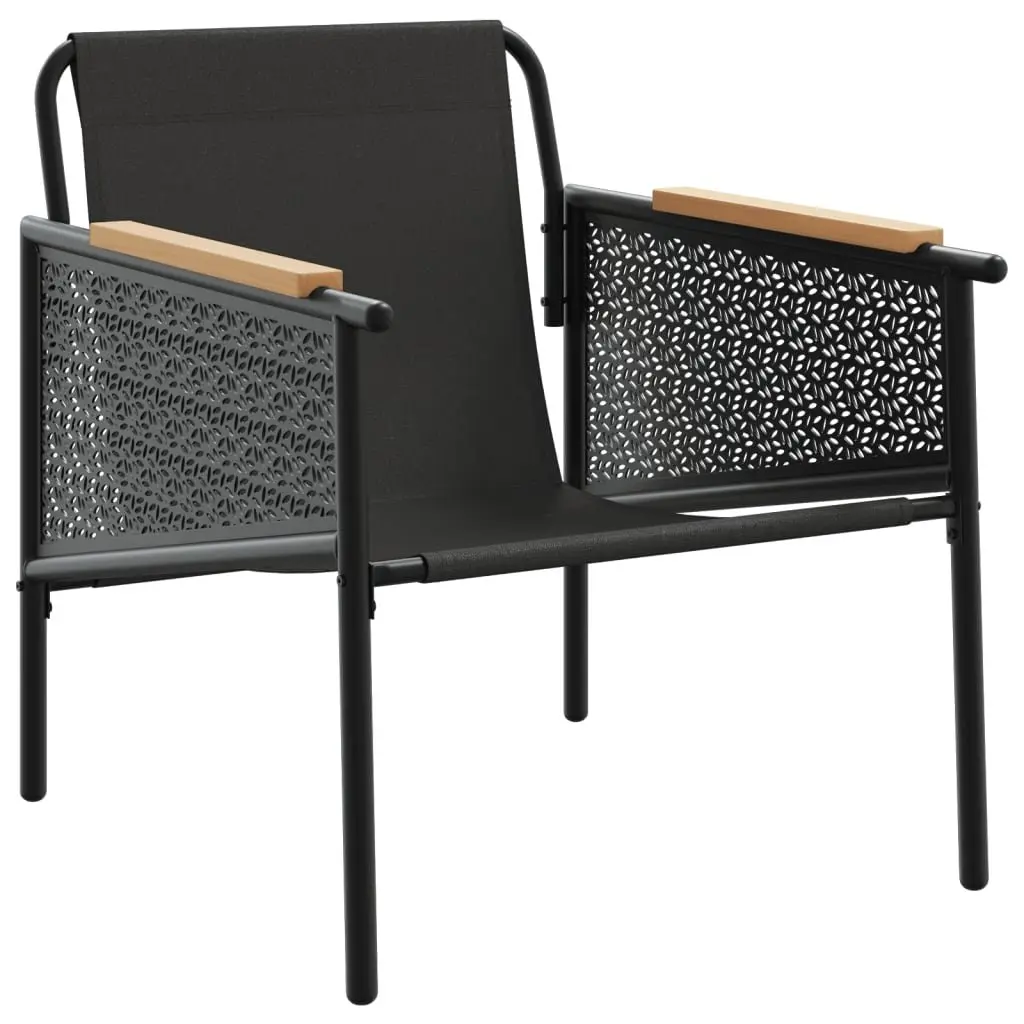 Garden Chairs 2 pcs Black Steel Frame Cushioned Outdoor Furniture Set