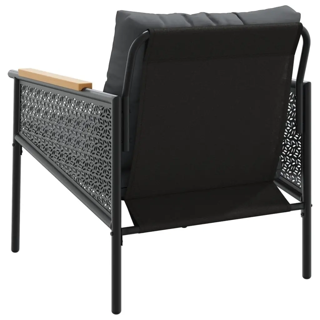 4 Piece Balcony Furniture Set Black Steel Frame Outdoor Patio Garden Seating with Padded Cushions and Removable Cushion Covers