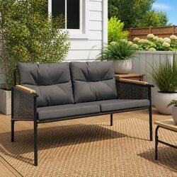 Comfortable Outdoor Garden Bench with Cushions 116cm
