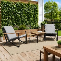 Outdoor Garden Chairs Set - 2 Black Cushioned Seating