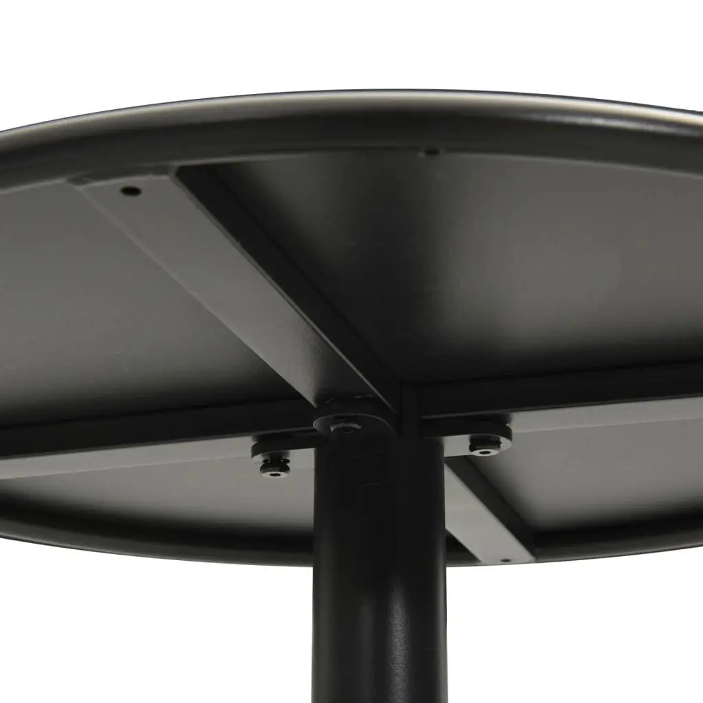 Round Garden Table Ø50cm Black Steel Frame Outdoor Patio Dining Height 72cm