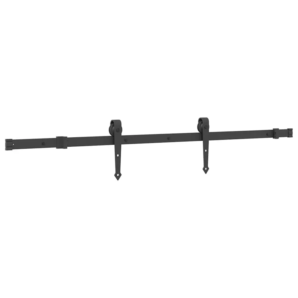 Sliding Door Hardware Kit 152.5cm Steel Track Rail System Black