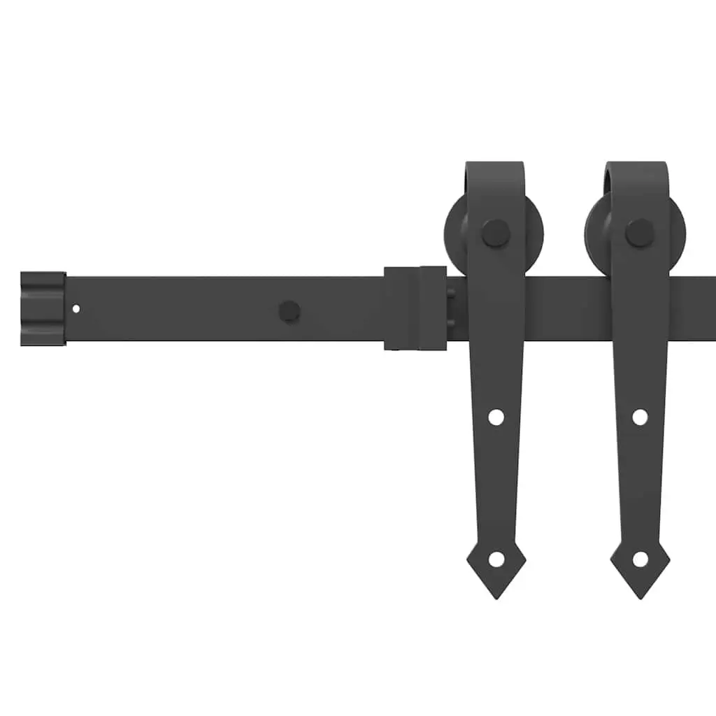 Sliding Door Hardware Kit 152.5cm Steel Track Rail System Black