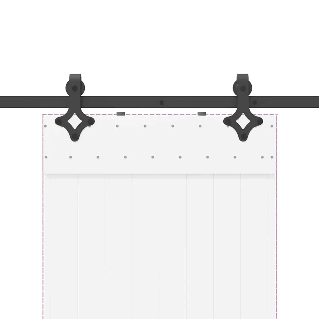 Sliding Door Hardware Kit 152.5cm Steel Track Rail System Black Powder-Coated Internal Bearings