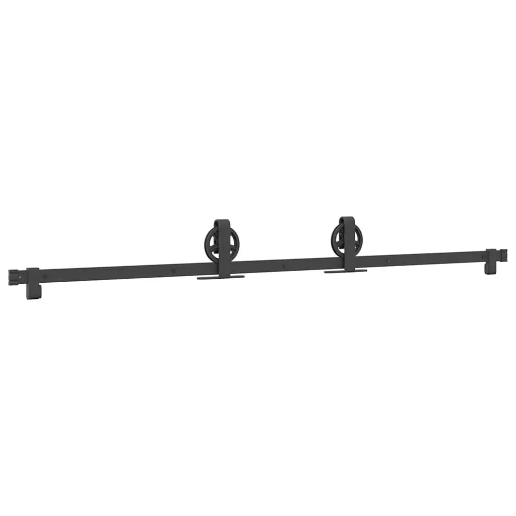 Sliding Door Hardware Kit 183cm Steel Track Rail System with Floor Guide for Smooth Quiet Operation