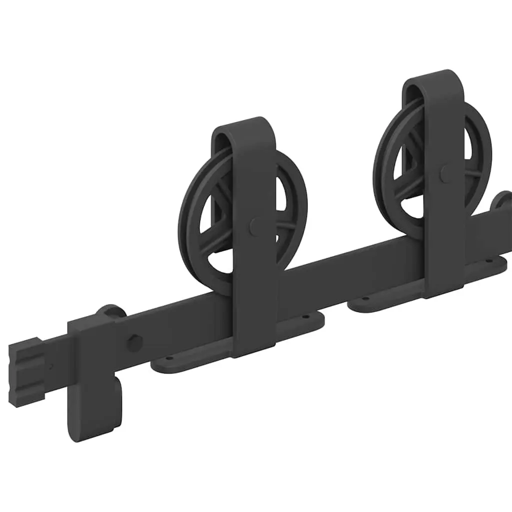 Sliding Door Hardware Kit 183cm Steel Track Rail System with Floor Guide for Smooth Quiet Operation