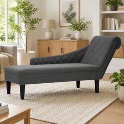 Enhance Your Space with Our Grey Fabric Chaise Lounge Chair