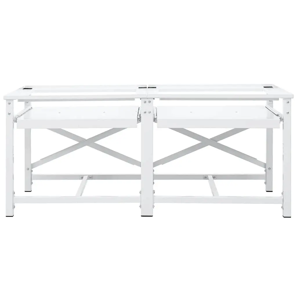 Washing Machine Pedestal White Stable Steel Frame with Pull-Out Storage Shelves