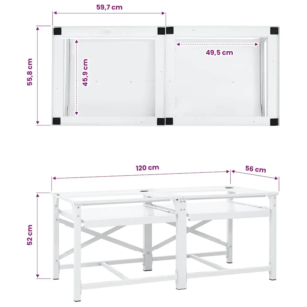 Washing Machine Pedestal White Stable Steel Frame with Pull-Out Storage Shelves
