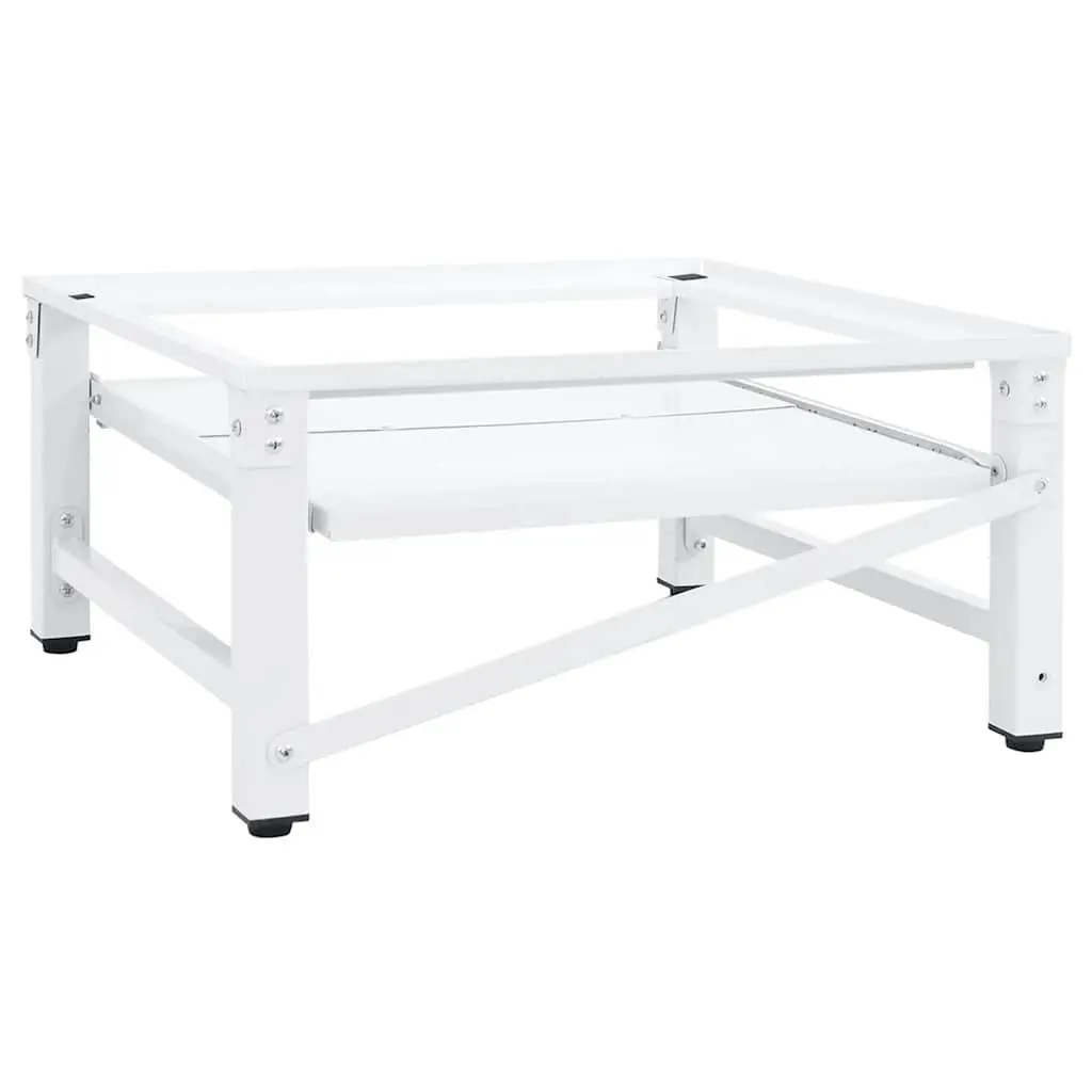 Washing Machine Pedestal White Steel Frame Pull-out Shelf Storage