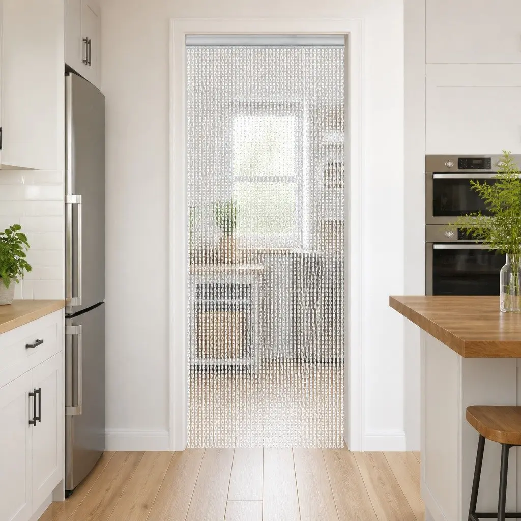 Chain Door Fly Screen 56x202 cm Aluminium Silver Adjustable Insect Barrier