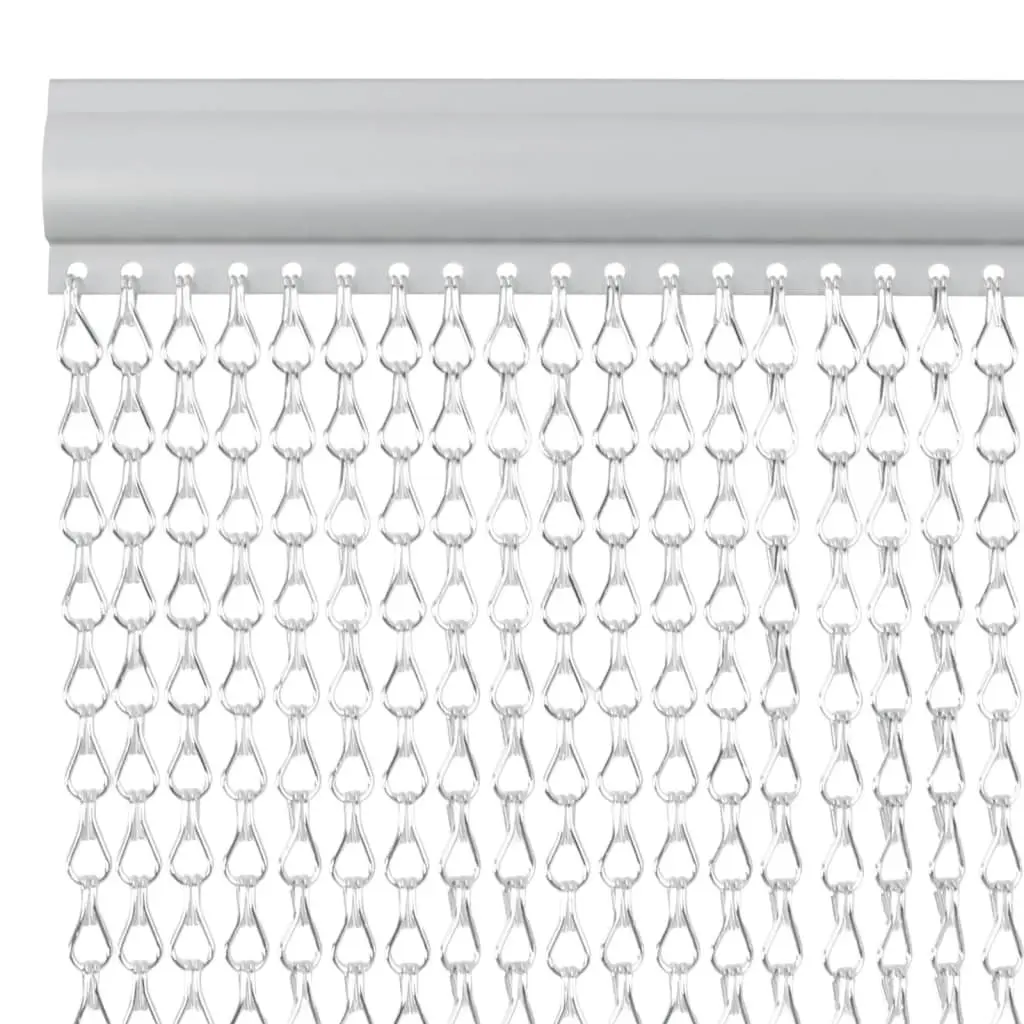 Chain Door Fly Screen 56x202 cm Aluminium Silver Adjustable Insect Barrier