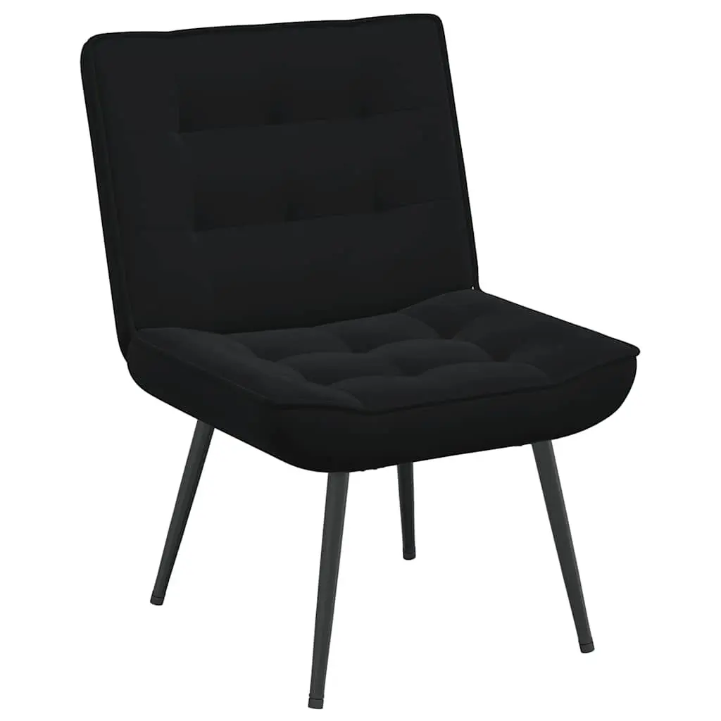 Relaxing Chair Black Velvet Upholstered with Integrated Footrest