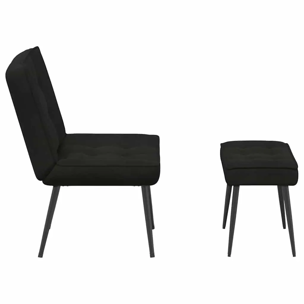 Relaxing Chair Black Velvet Upholstered with Integrated Footrest