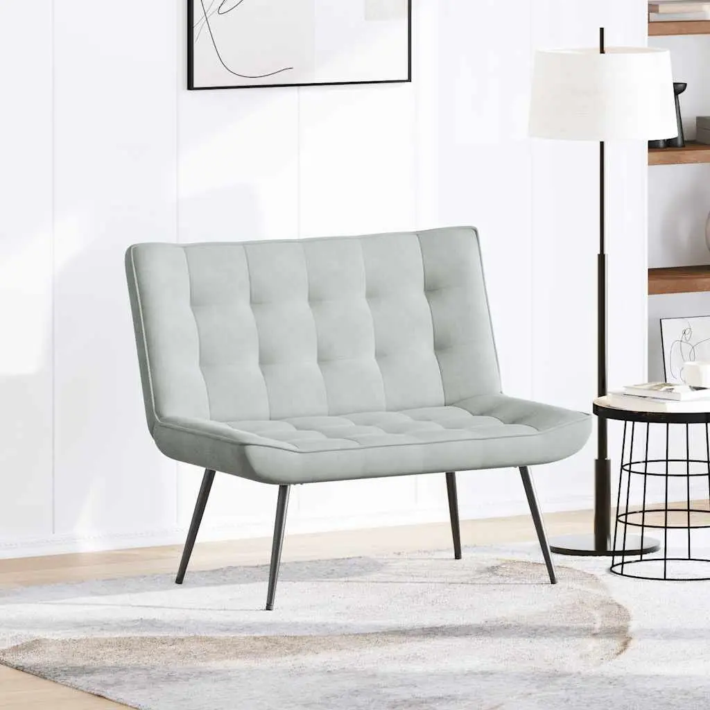 Bench 110cm Grey Upholstered Velvet Seat Backrest Living Room Bedroom Furniture