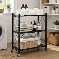 Blue Storage Shelf on Wheels: Optimize Your Space 71x34x88cm