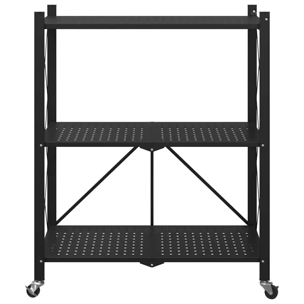 Storage Shelf on Wheels 71x34x88cm Powder-coated Steel Blue with Brakes