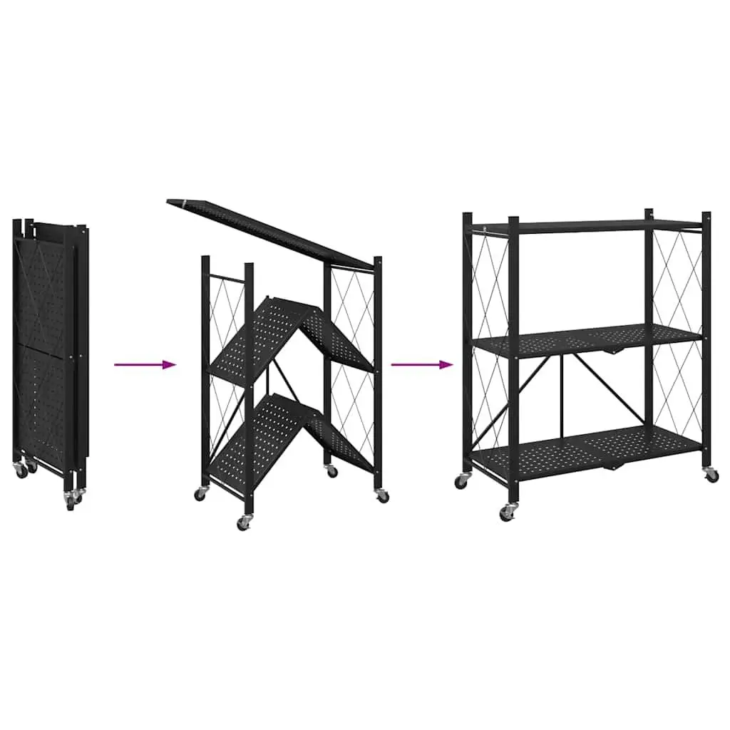 Storage Shelf on Wheels 71x34x88cm Powder-coated Steel Blue with Brakes