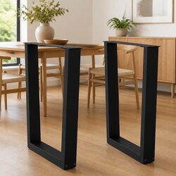 V-Shape Dining Table Legs Steel Pair Black 60x72-73.3cm Modern Design Adjustable