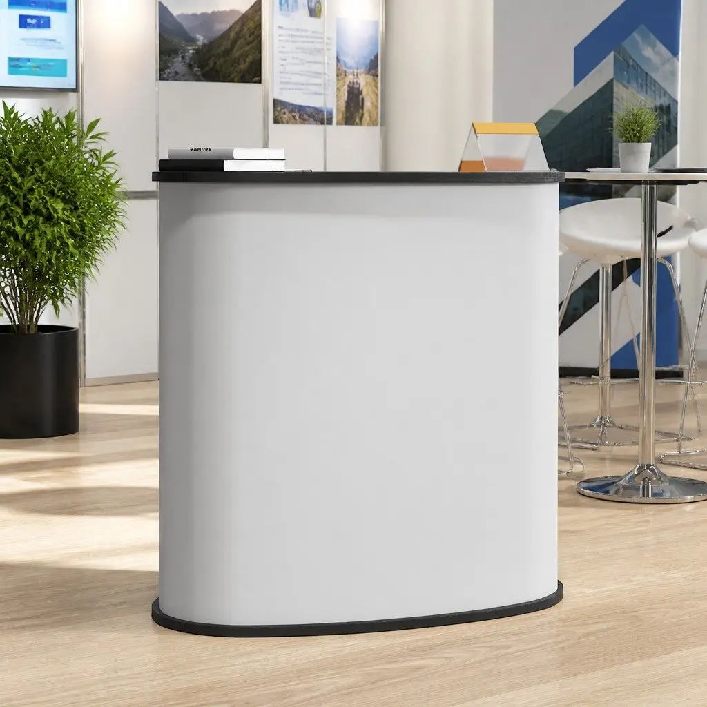 Foldable Portable Trade Show Counter 90x48x93cm White Easy Assembly Display