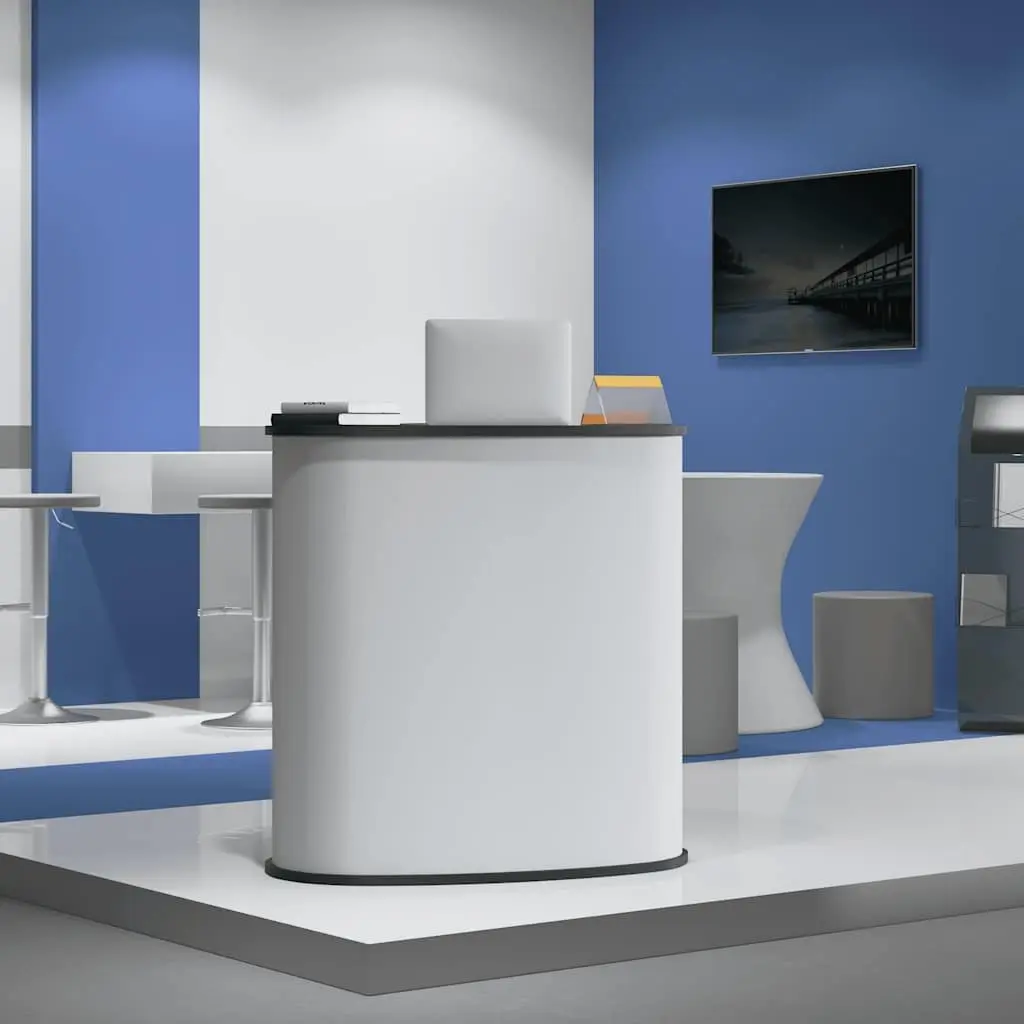 Foldable Portable Trade Show Counter 90x48x93cm White Easy Assembly Display