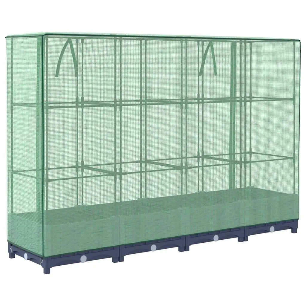 Raised Bed Greenhouse Cover 160x40x123cm Water-Resistant Polyethylene Grey Rattan Look