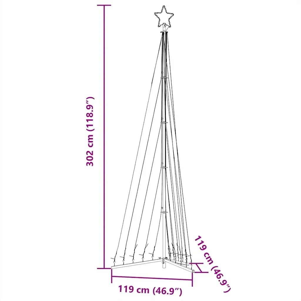LED Christmas Tree 302cm 495 Warm White Lights Indoor Outdoor Holiday Decoration