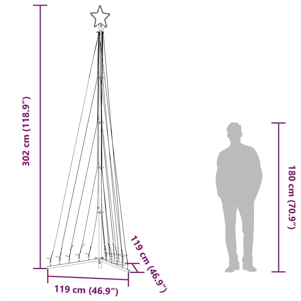 LED Christmas Tree 302cm 495 Warm White Lights Indoor Outdoor Holiday Decoration
