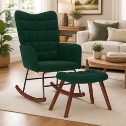 Enhance Your Space with this Green Velvet Rocking Chair
