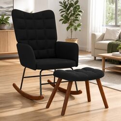 Black Velvet Rocking Chair Set for Stylish Living Spaces
