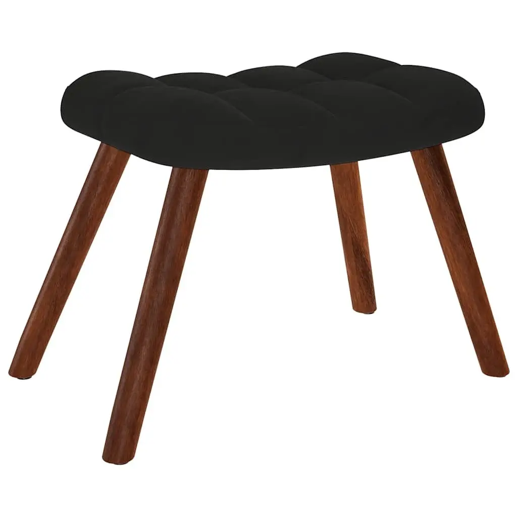 Rocking Chair with Stool Black Velvet Armchair Footstool Lounge Chair Recliner