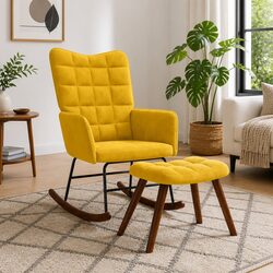Elevate Your Space with a Yellow Velvet Rocking Chair