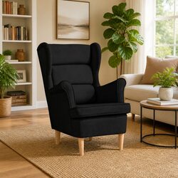 Armchair Black Comfortable Lounge Chair Living Room Bedroom Relaxation Seating