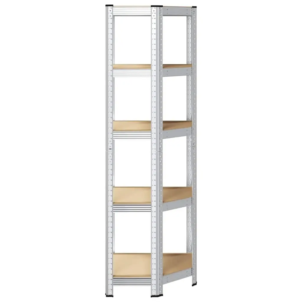 5-Layer Corner Shelf Storage Rack Steel Frame Engineered Wood Height Adjustable