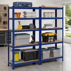 Dual Pack of 5-Layer Shelves for Organized Spaces in Blue