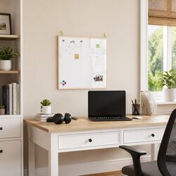 Magnetic Whiteboard Solid Pine Wood Frame 60x55 cm Dry Erase Board Display