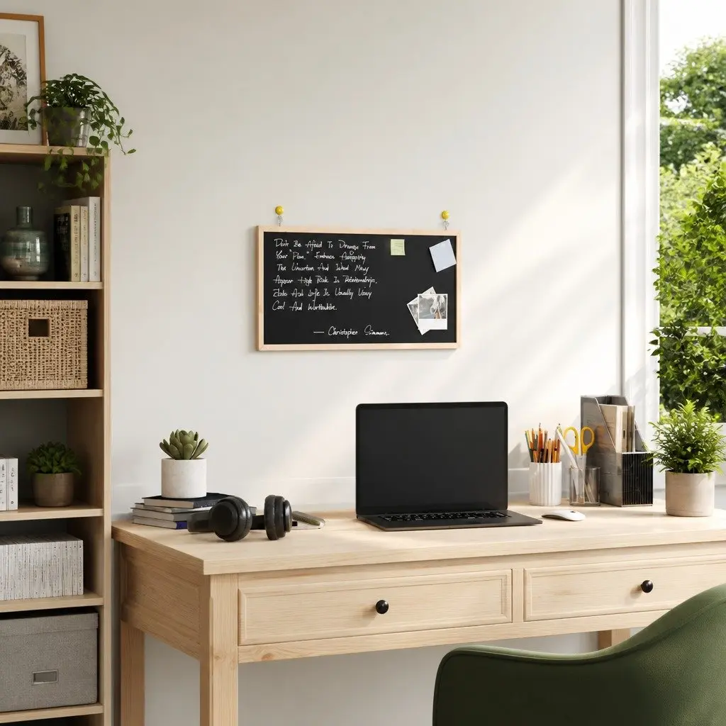 Chalkboard Bulletin Board 60x30cm Smooth Writing Surface Vertical Horizontal Wall Mount Pine Wood Frame