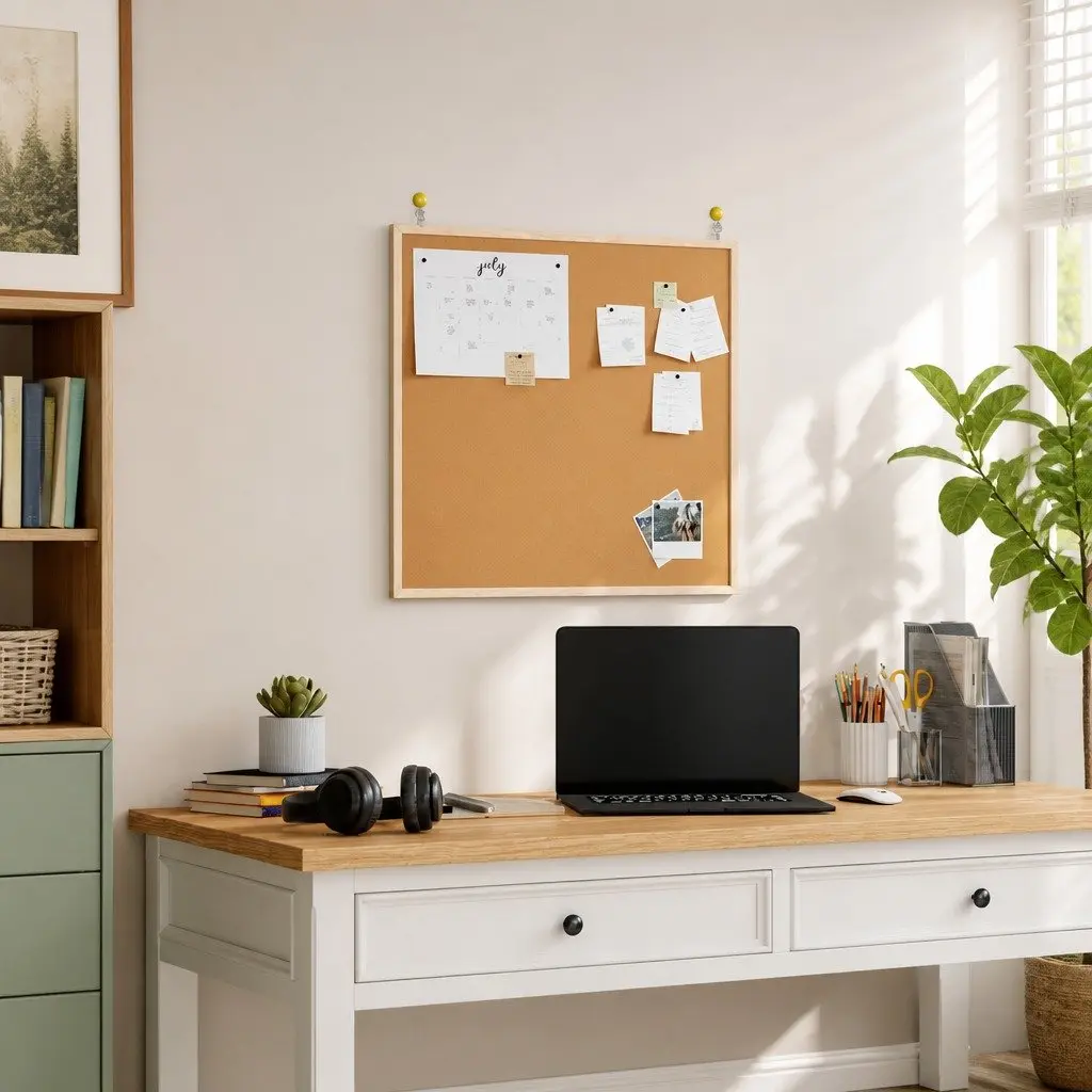 Cork Board 60x55cm Solid Pine Wood Frame Self-Healing Surface Home Office